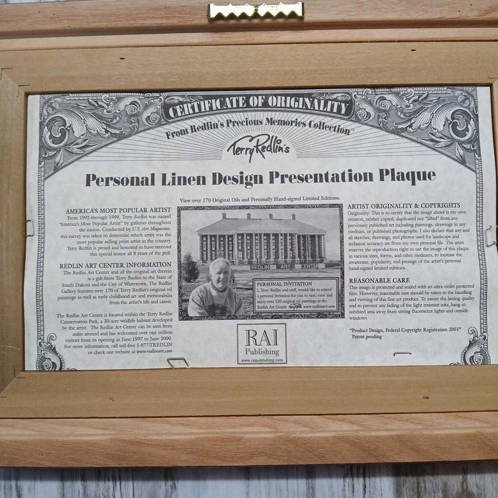 Terry Redlin Shoreline Neighbors Framed Art Linen Design Presentation Plaque